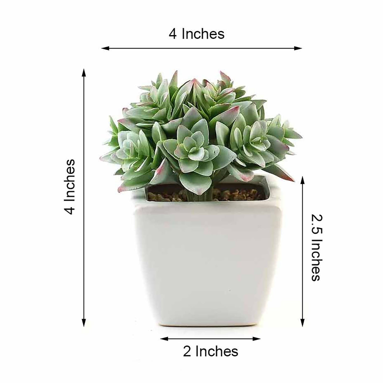 3 Pack Artificial Green Echeveria Plants Ceramic Planter Pot 4 Inch