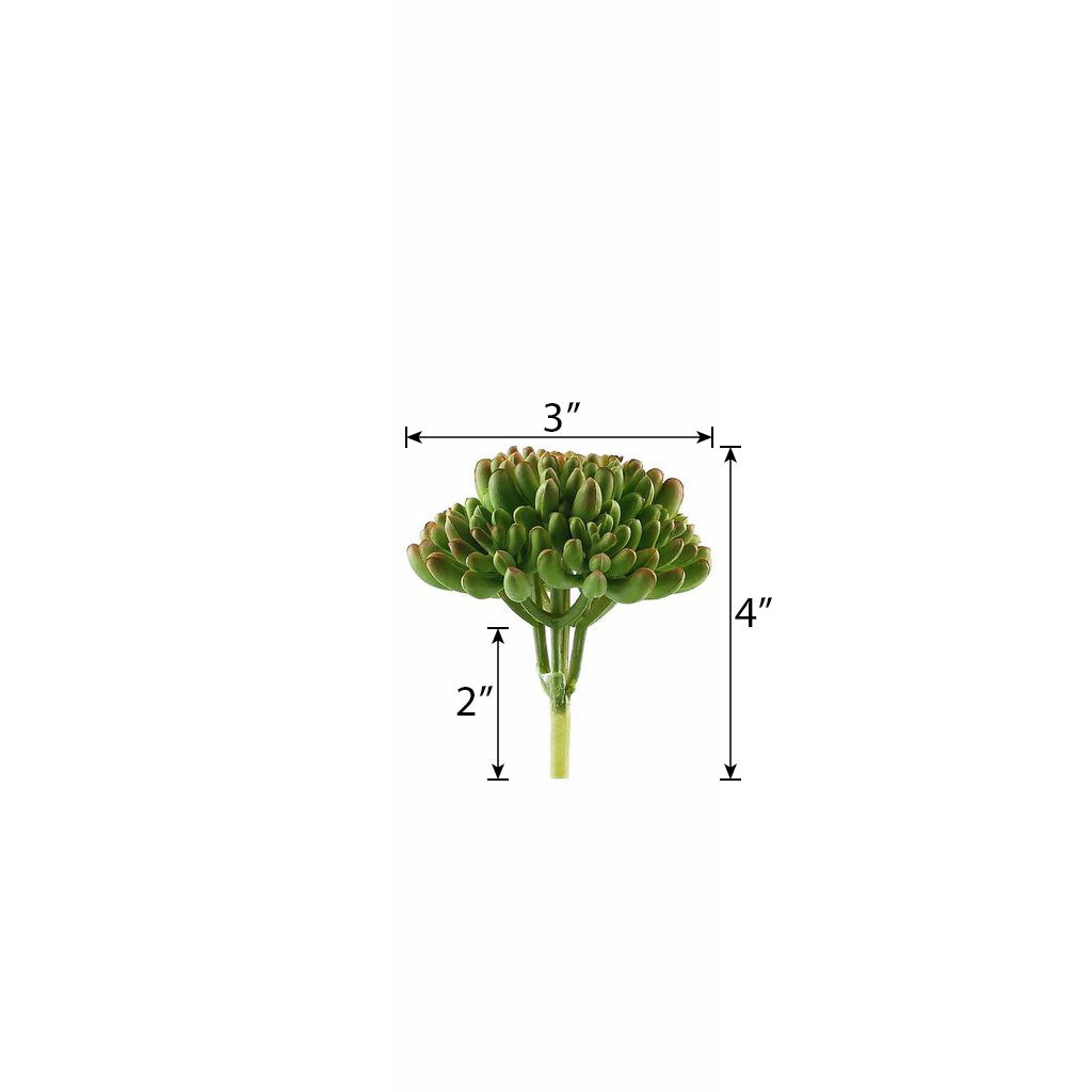 Green artificial PVC mini jelly bean succulent plant, 4 inches tall.