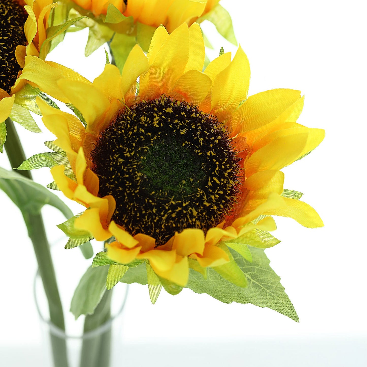 3 Stems | 17inch Yellow Artificial Silk Sunflower Flower Bouquet Branches