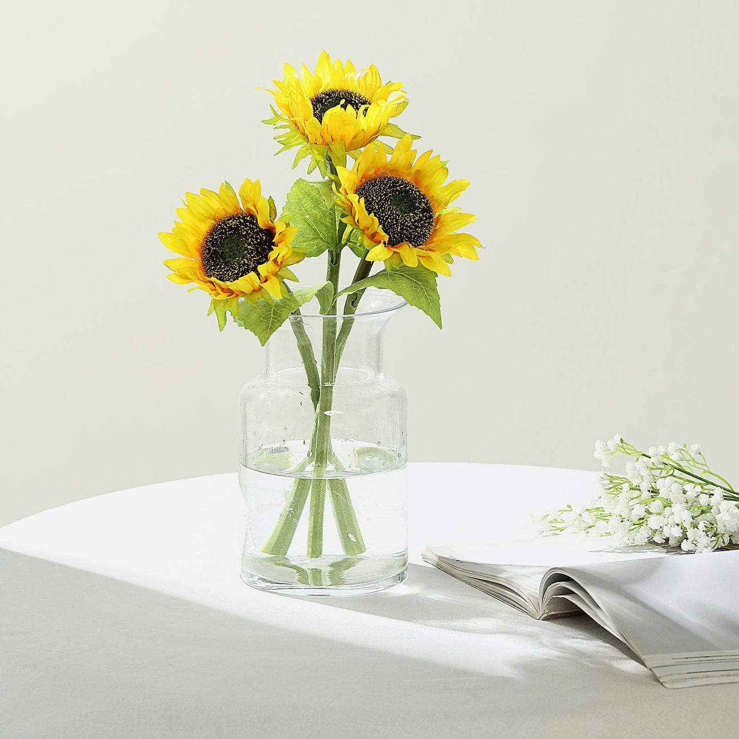 3 Stems | 17" Yellow Artificial Silk Sunflower Flower Bouquet Branches