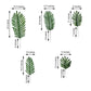 Assorted green artificial silk tropical palm leaf plants, 5 stems.