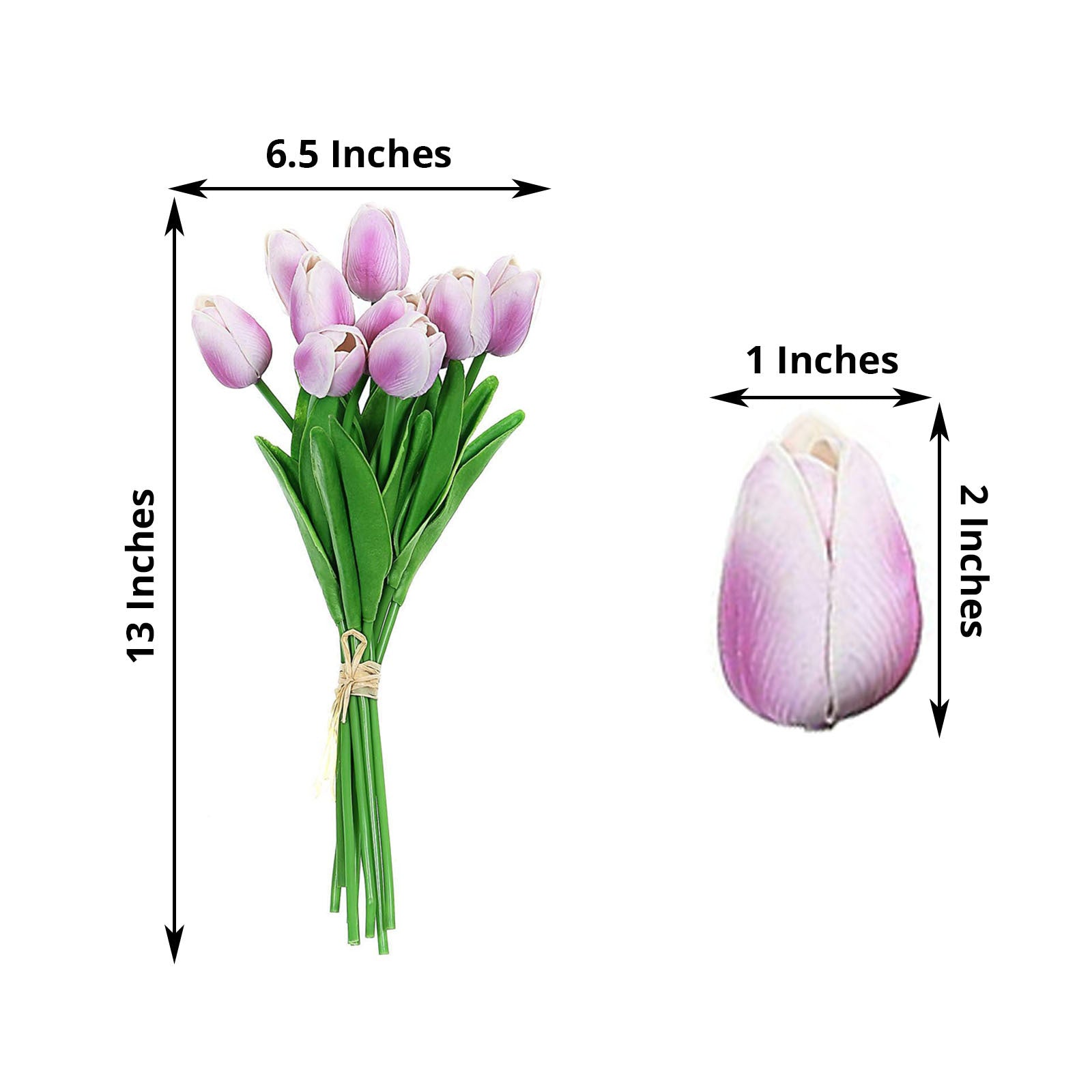 13 Inch Real Touch Foam Lavender Tulips Artificial 10 Stems