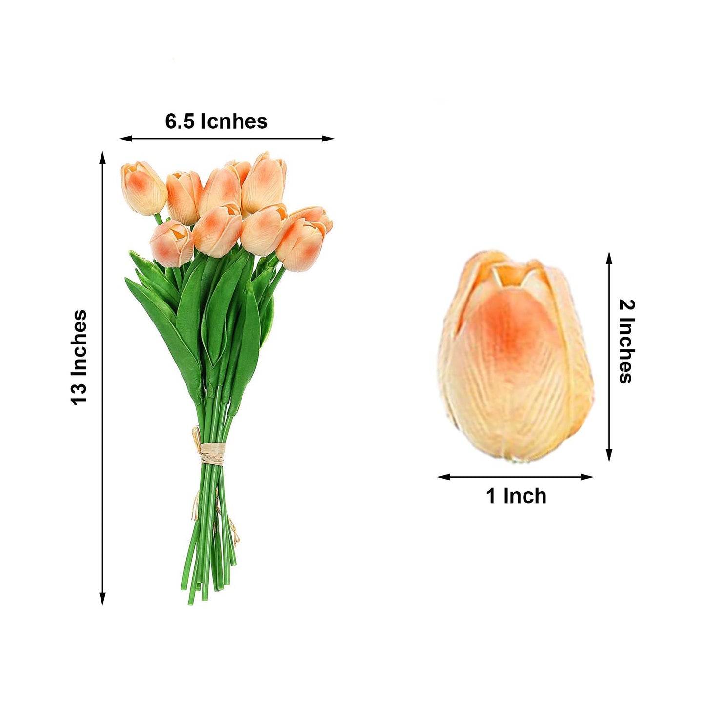 Peach Tulips in Artificial Foam 10 Stems 13 Inch