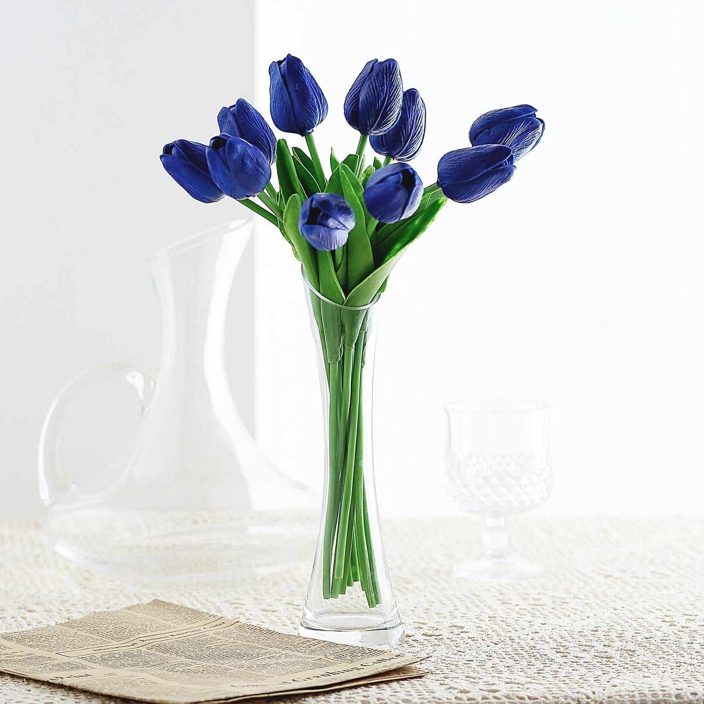 10 Stems | 13" Royal Blue Real Touch Artificial Foam Tulip Flowers