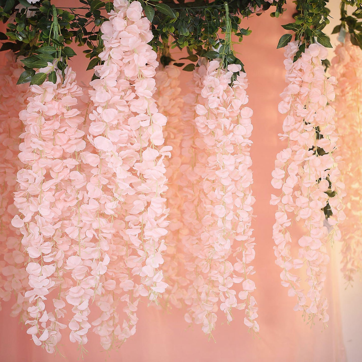 42inches Blush/Rose Gold Artificial Silk Hanging Wisteria Flower Garland Vines
