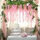 5 Pack 44" Silk Hanging Wisteria Flower Garland Vines in Pink, 3 Strands in 1 Bush
