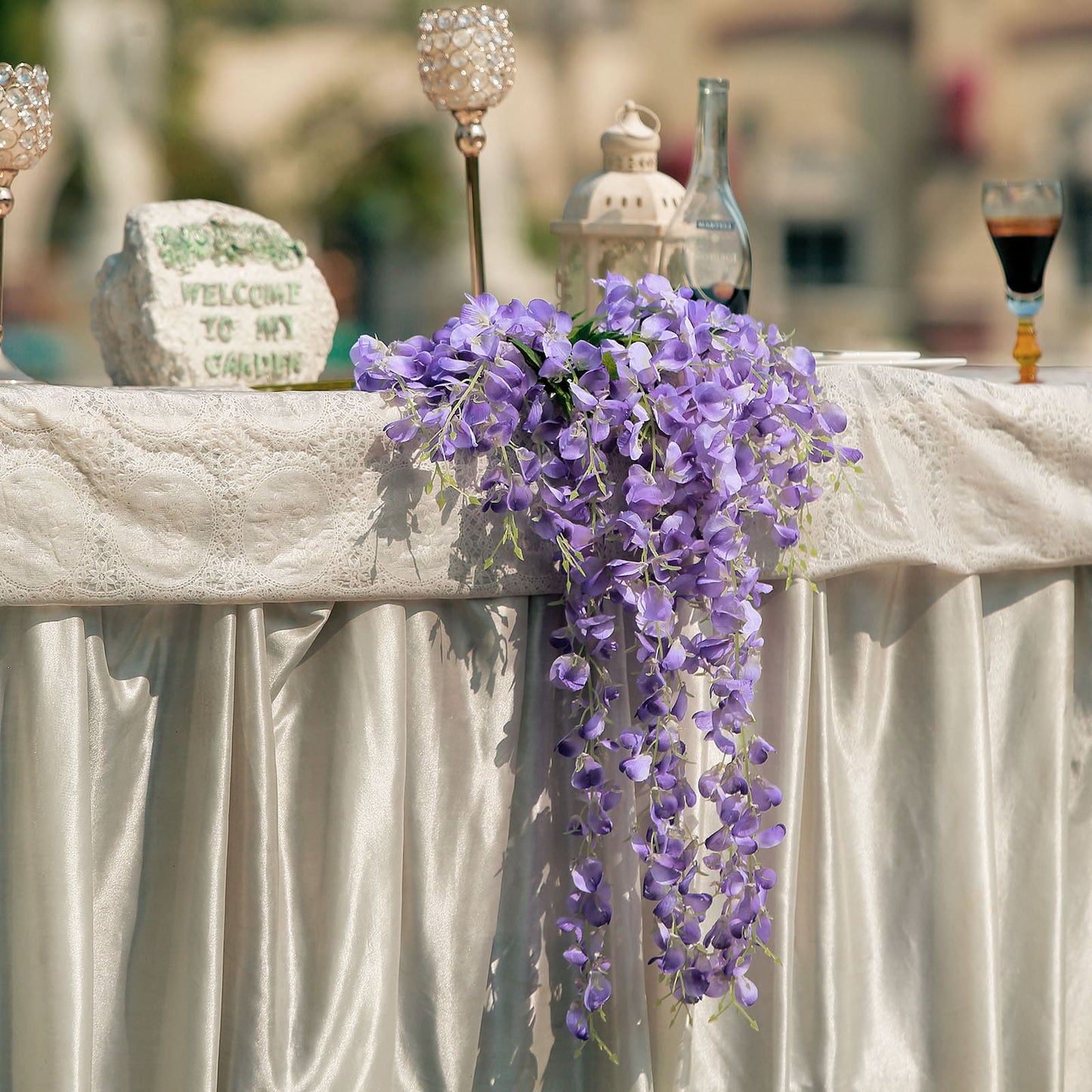 5 Pack Artificial 44 Inch Purple Silk Hanging Wisteria Flower Garland Vines