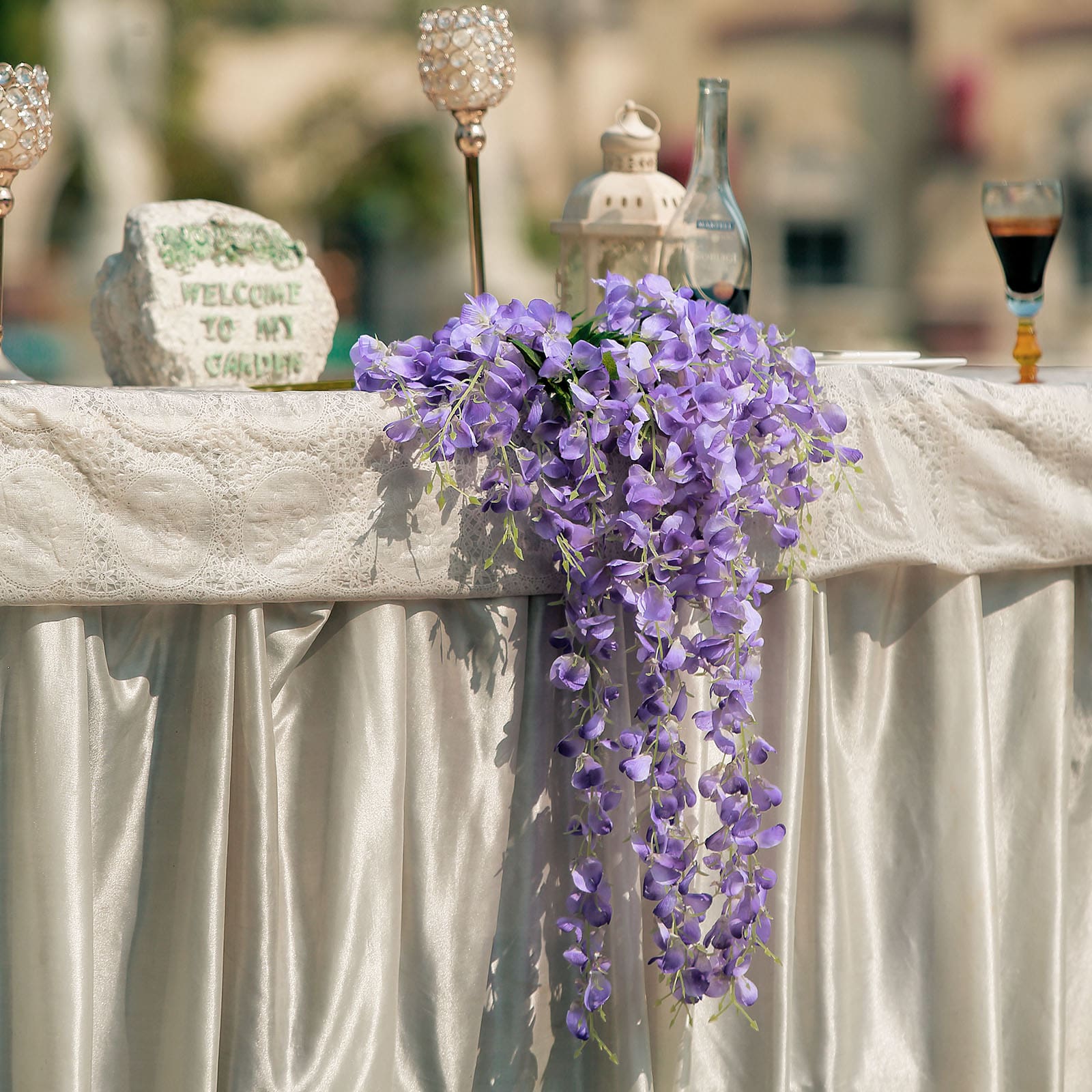 5 Pack Artificial 44 Inch Purple Silk Hanging Wisteria Flower Garland Vines