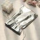 Metallic Silver Lame Polyester Shiny Fabric Drawstring Candy Pouch Gift Bags 5 Inch x 7 Inch