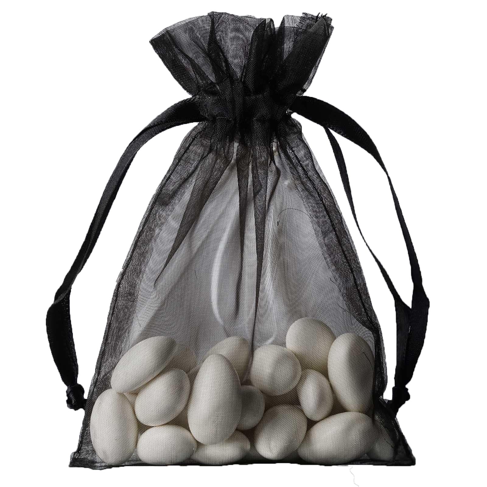 10 Pack | 4inches Black Organza Drawstring Wedding Party Favor Gift Bags