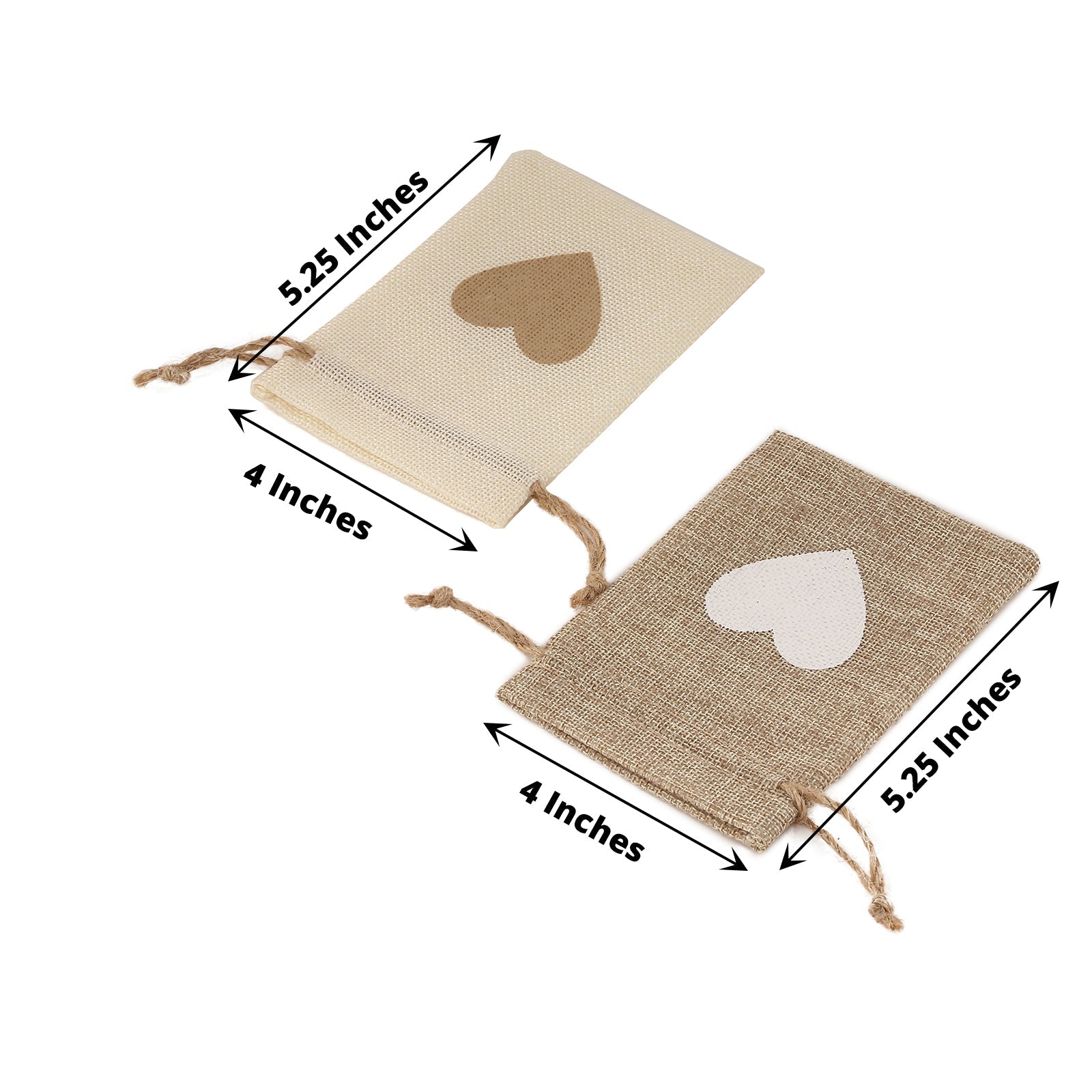 Natural ivory heart design gift bags for rustic weddings, 20 pack.