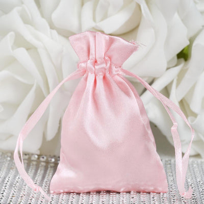 Elegant Design of Blush Satin Drawstring Bags