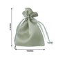 Sage green satin drawstring wedding favor gift bag, 4"x6".