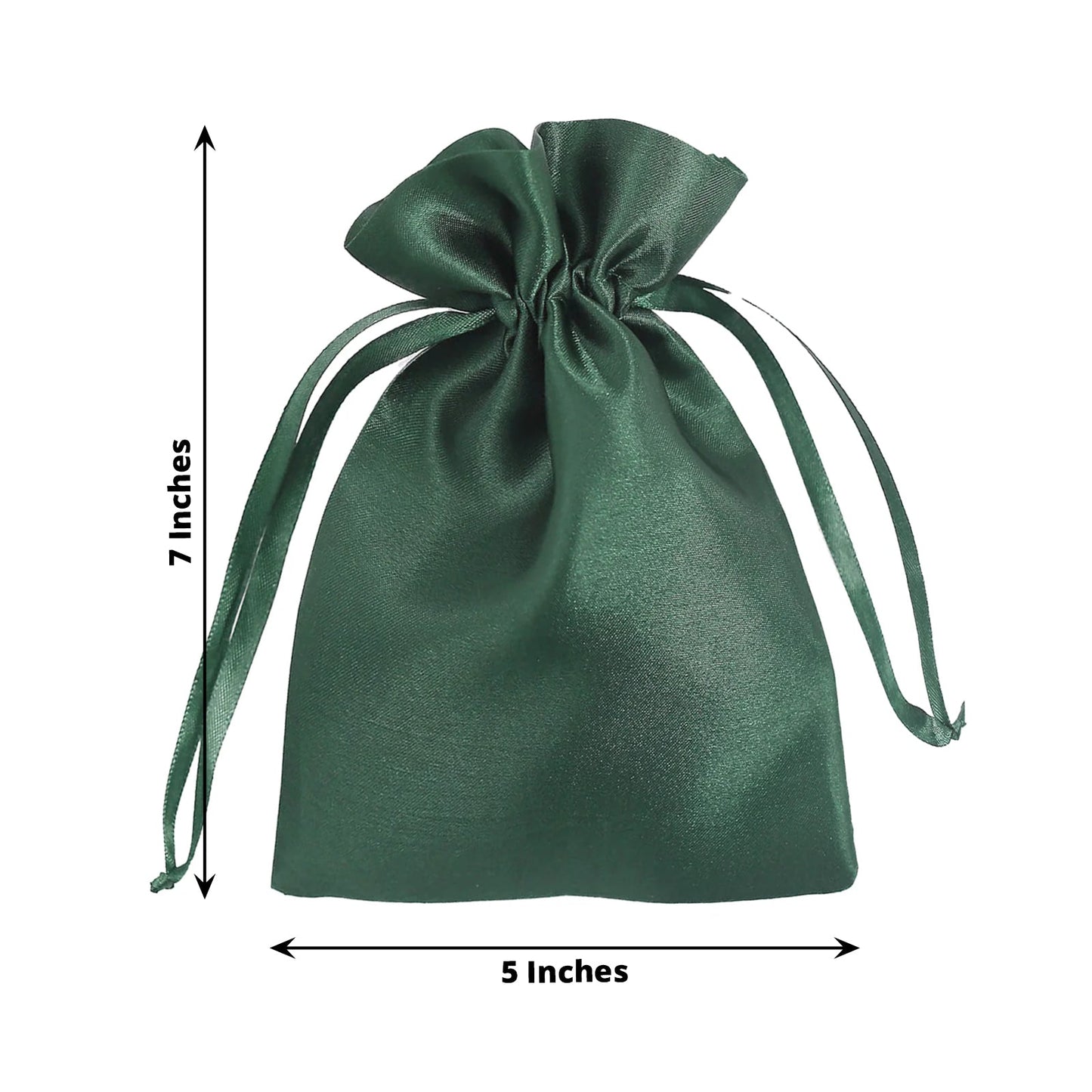 12 Pack | 5x7inch Hunter Emerald Green Satin Wedding Party Favor Bags, Drawstring Pouch Gift Bags