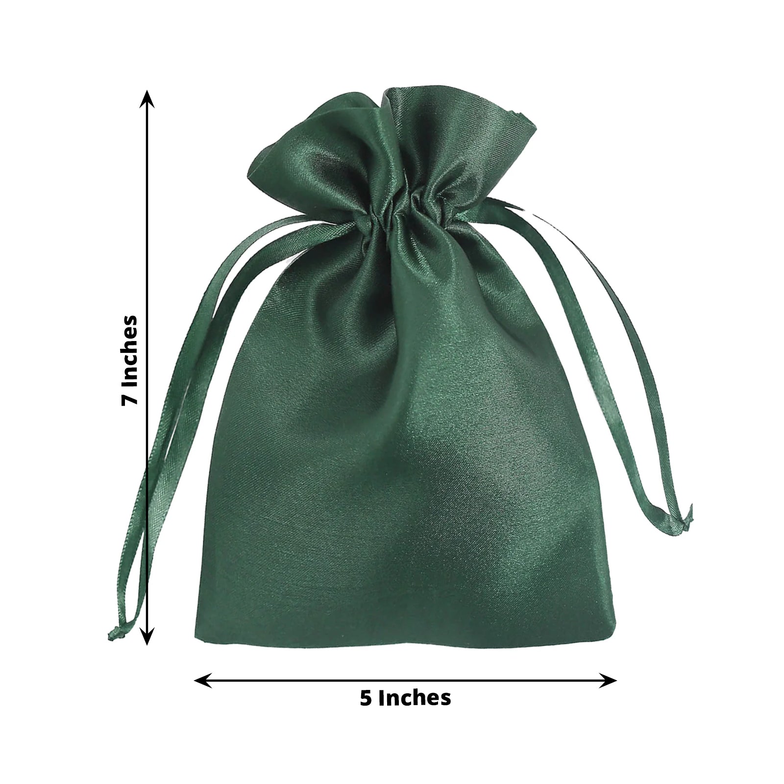 12 Pack | 5x7inch Hunter Emerald Green Satin Wedding Party Favor Bags, Drawstring Pouch Gift Bags