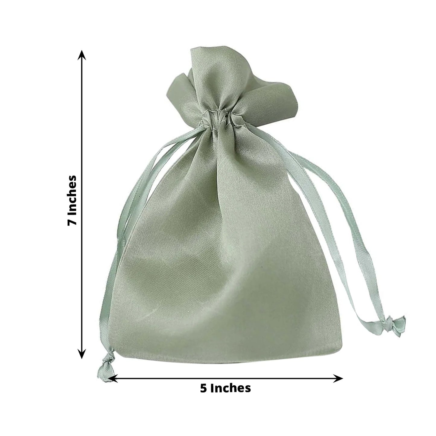 12 Pack | 5x7inch Sage Green Satin Wedding Party Favor Bags, Drawstring Pouch Gift Bags