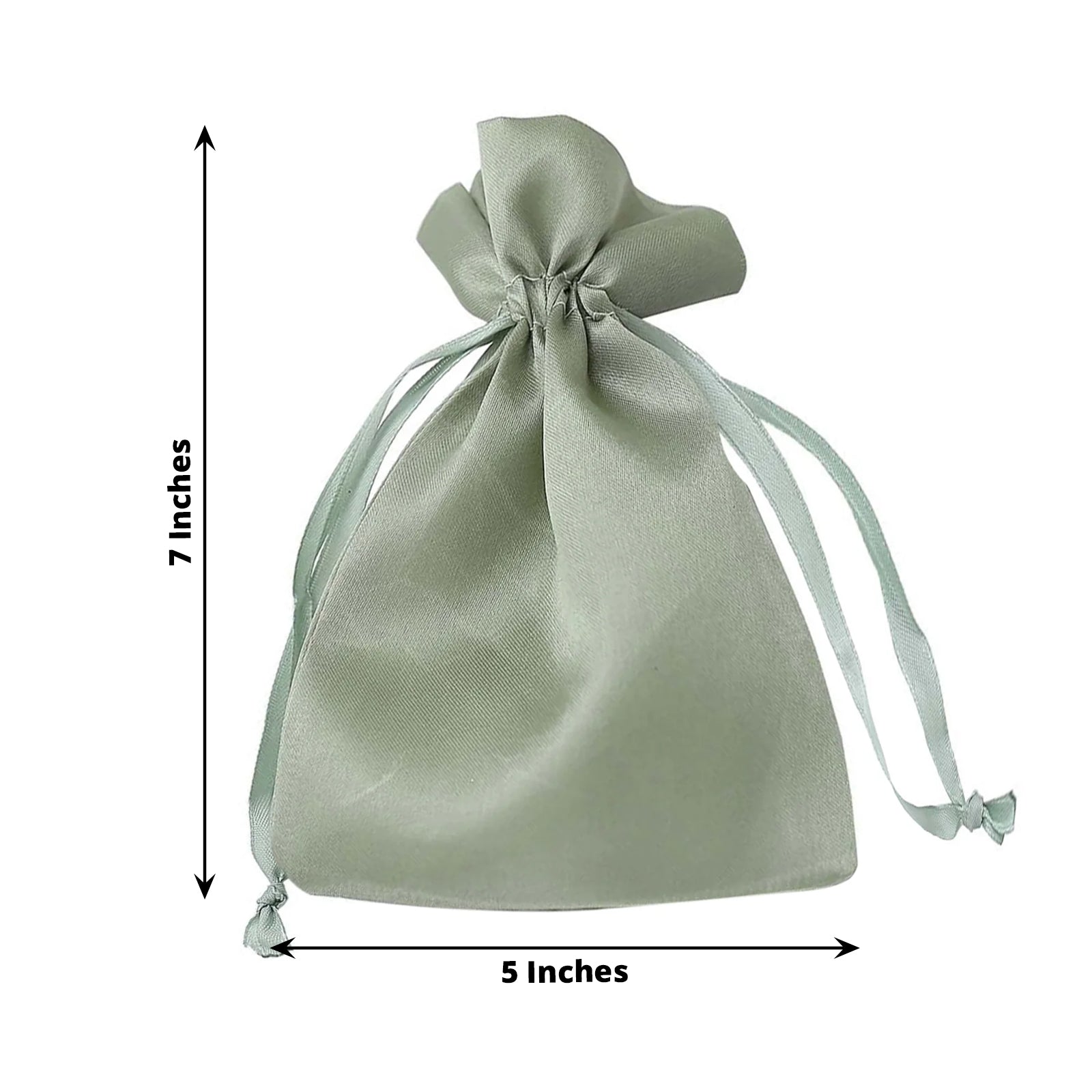 12 Pack | 5x7inch Sage Green Satin Wedding Party Favor Bags, Drawstring Pouch Gift Bags