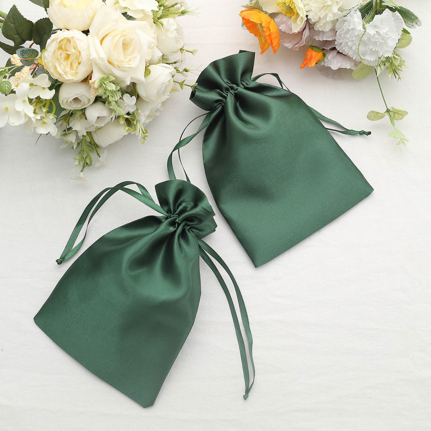 12 Pack | 6inch x 9inch Hunter Emerald Green Satin Wedding Party Favor Bag