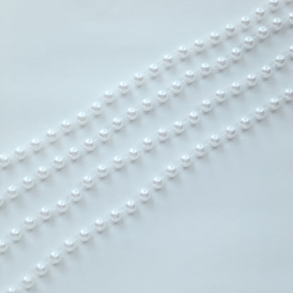 White faux pearl beaded wedding chair back garland sash.
