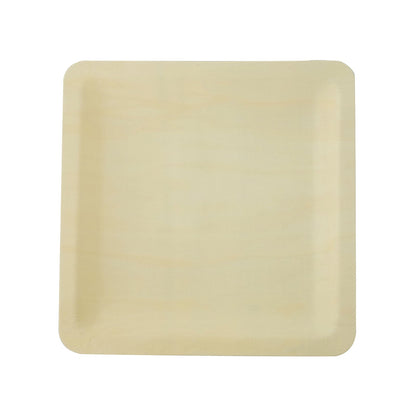 9 Inch Square Dinner Plates Poplar Wood 25 Pack#whtbkgd