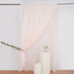 Blush chiffon polyester event curtain drapes in a soft pink color.