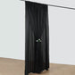 Black chiffon polyester event curtain drapes with rod pockets.
