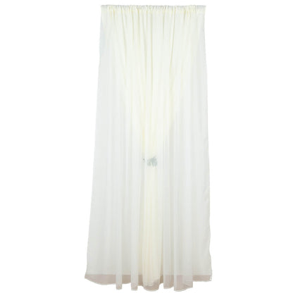 Ivory chiffon polyester event curtain drapes, dual layer divider backdrop.