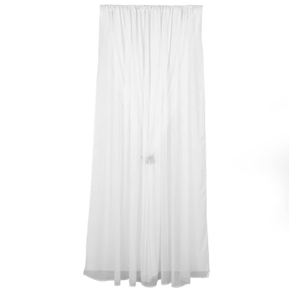 10 Feet x 10 Feet White Dual Layer Polyester & Sheer Chiffon Backdrop Curtains with Rod Pockets