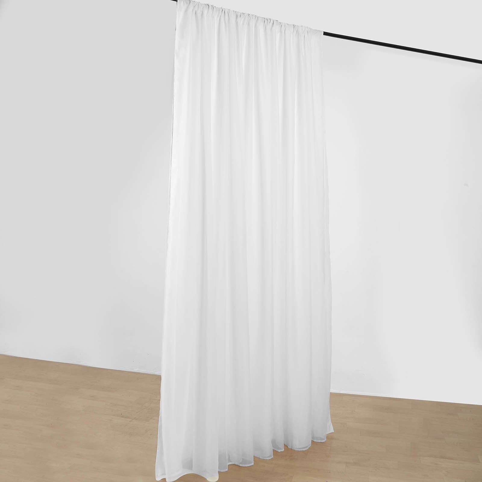 10 Feet x 10 Feet White Dual Layer Polyester & Sheer Chiffon Backdrop Curtains with Rod Pockets