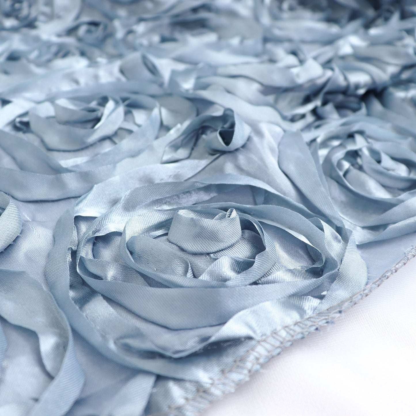8 Feet x 8 Feet Dusty Blue Satin Rosette Backdrop Curtains