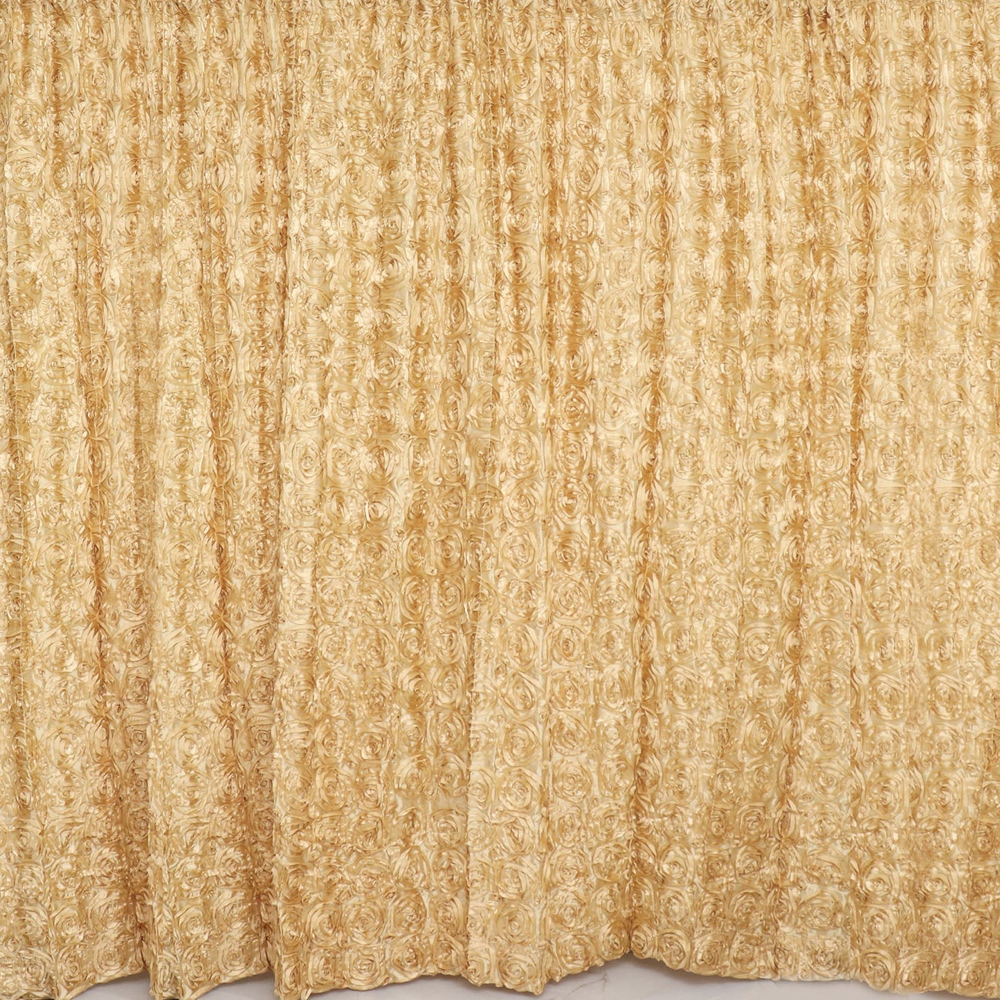 Champagne satin rosette event curtain drapes backdrop panel