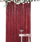 8 Feet x 8 Feet Burgundy Sequin Fabric Semi Sheer Backdrop Curtain 