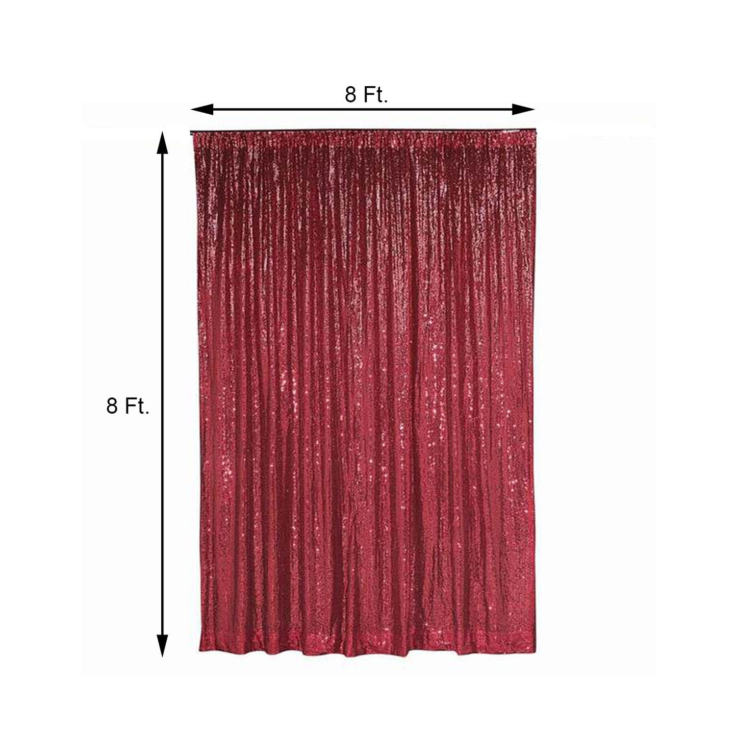 Photography Booth Backdrop Curtain 8 Feet x 8 Feet Burgundy Sequin Semi Sheer