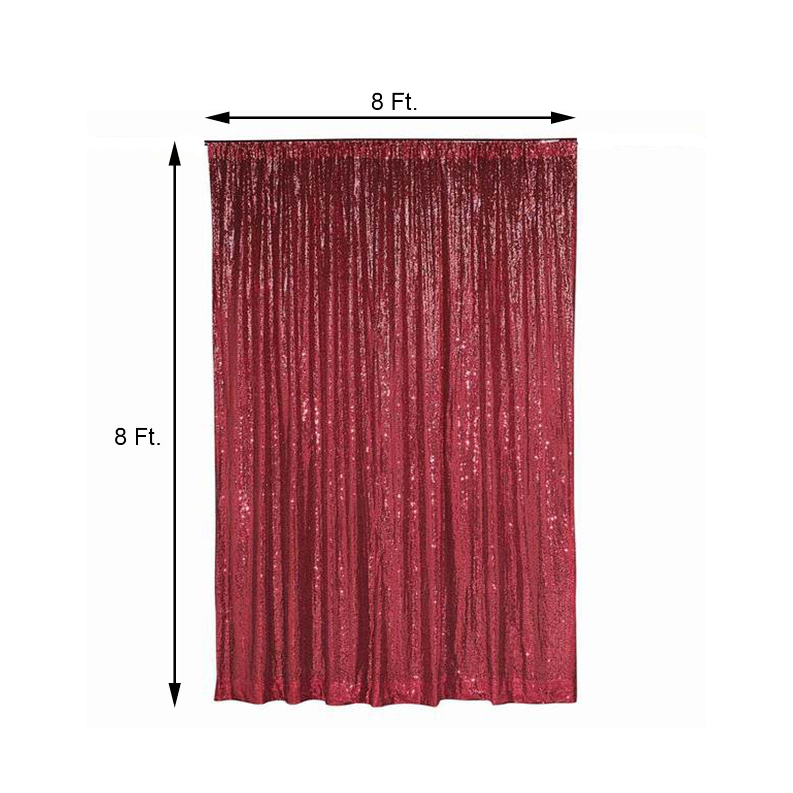 Photography Booth Backdrop Curtain 8 Feet x 8 Feet Burgundy Sequin Semi Sheer