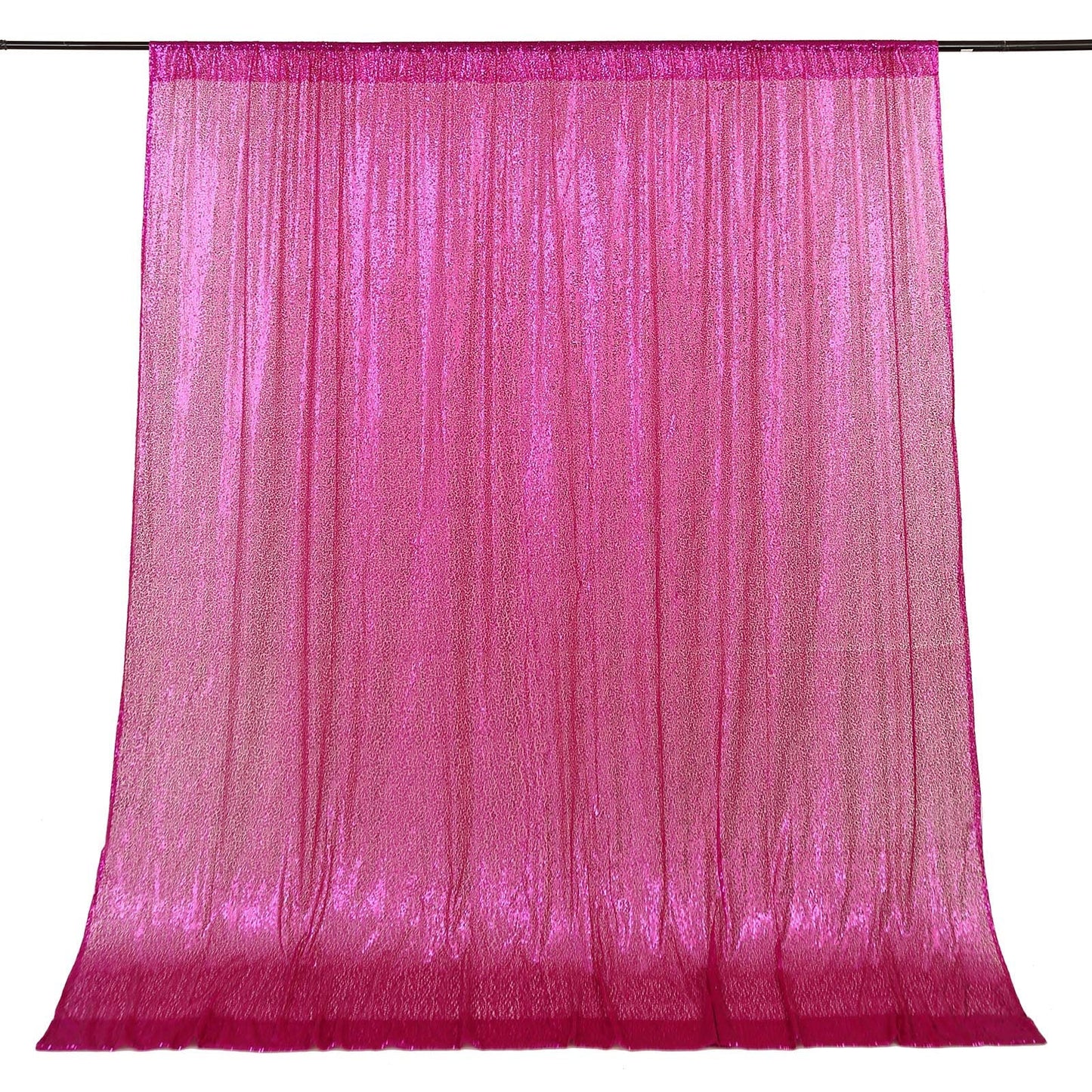 8ftx8ft Fuchsia Sequin Photography Booth Backdrop Semi-Sheer Curtain