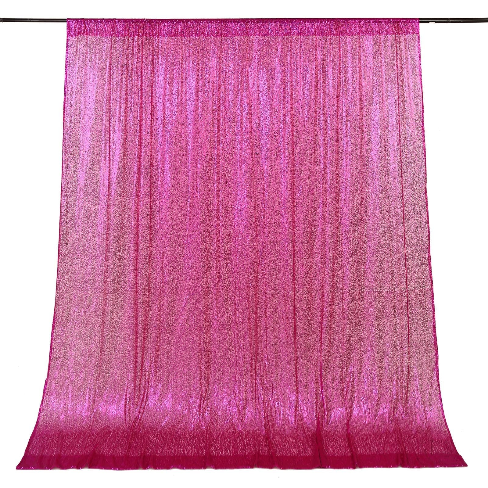 8ftx8ft Fuchsia Sequin Photography Booth Backdrop Semi-Sheer Curtain