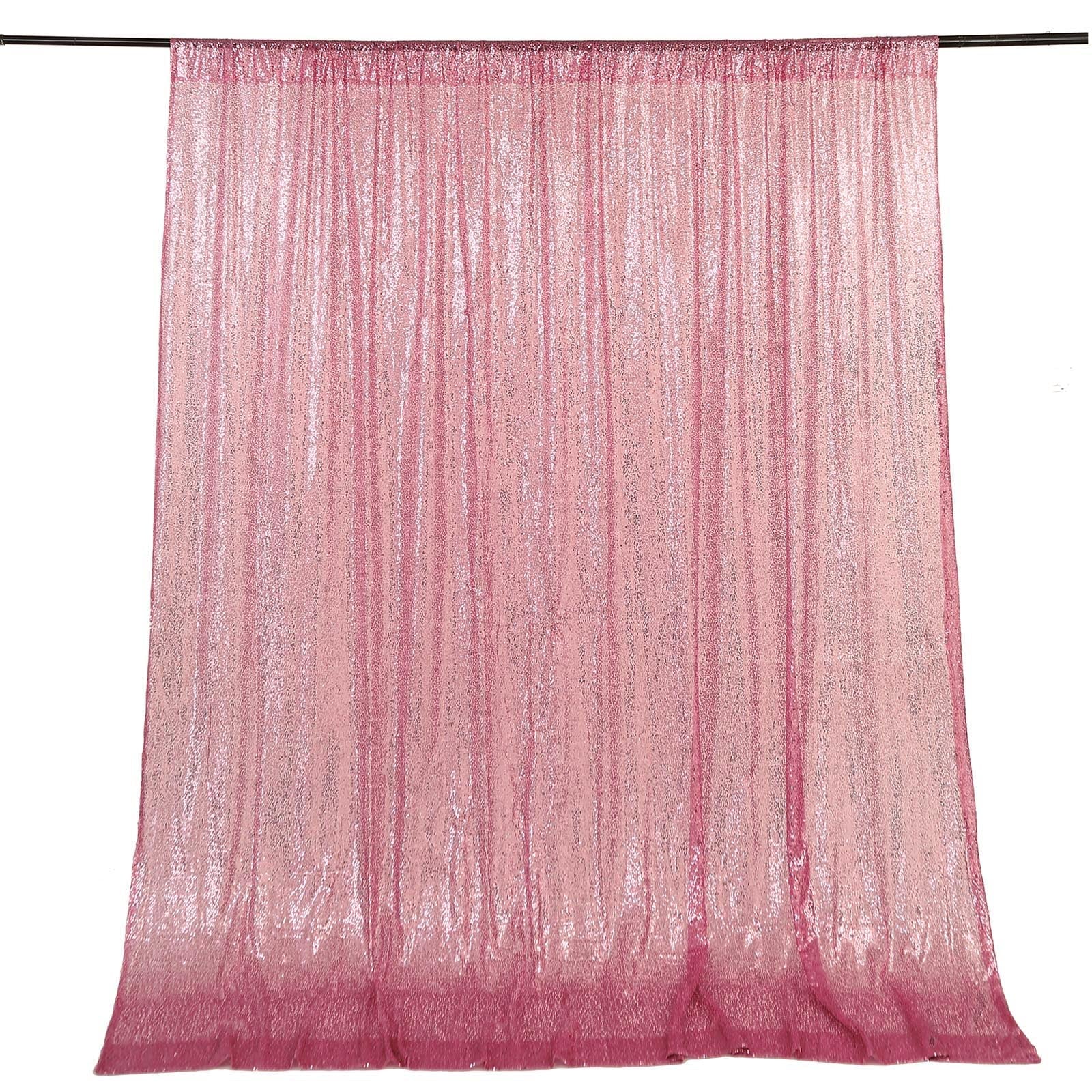 8ftx8ft Pink Sequin Photography Booth Backdrop Semi-Sheer Curtain