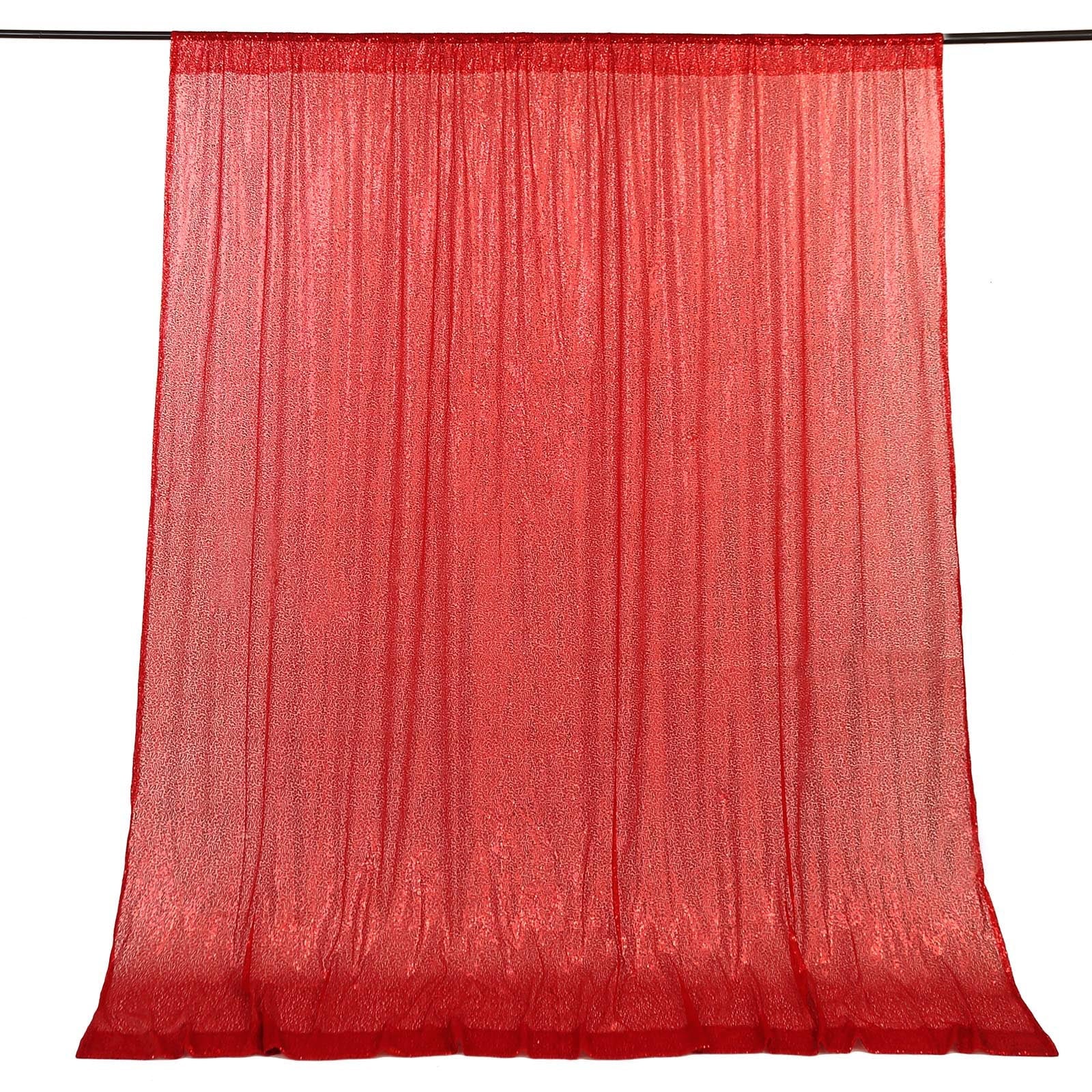 8ftx8ft Red Sequin Photography Booth Backdrop Semi-Sheer Curtain
