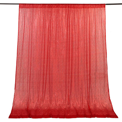 8ftx8ft Red Sequin Photography Booth Backdrop Semi-Sheer Curtain