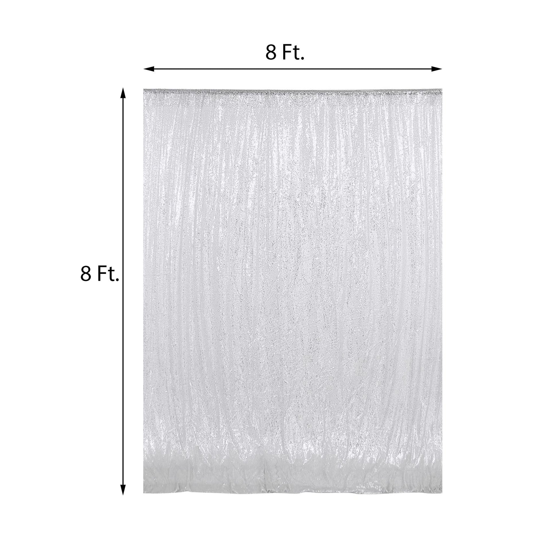 8ftx8ft Silver Sequin Photography Booth Backdrop Semi-Sheer Curtain