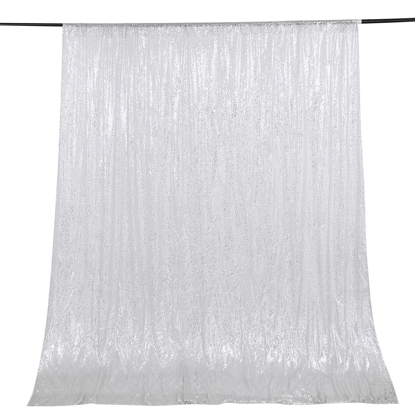 8ftx8ft Silver Sequin Photography Booth Backdrop Semi-Sheer Curtain