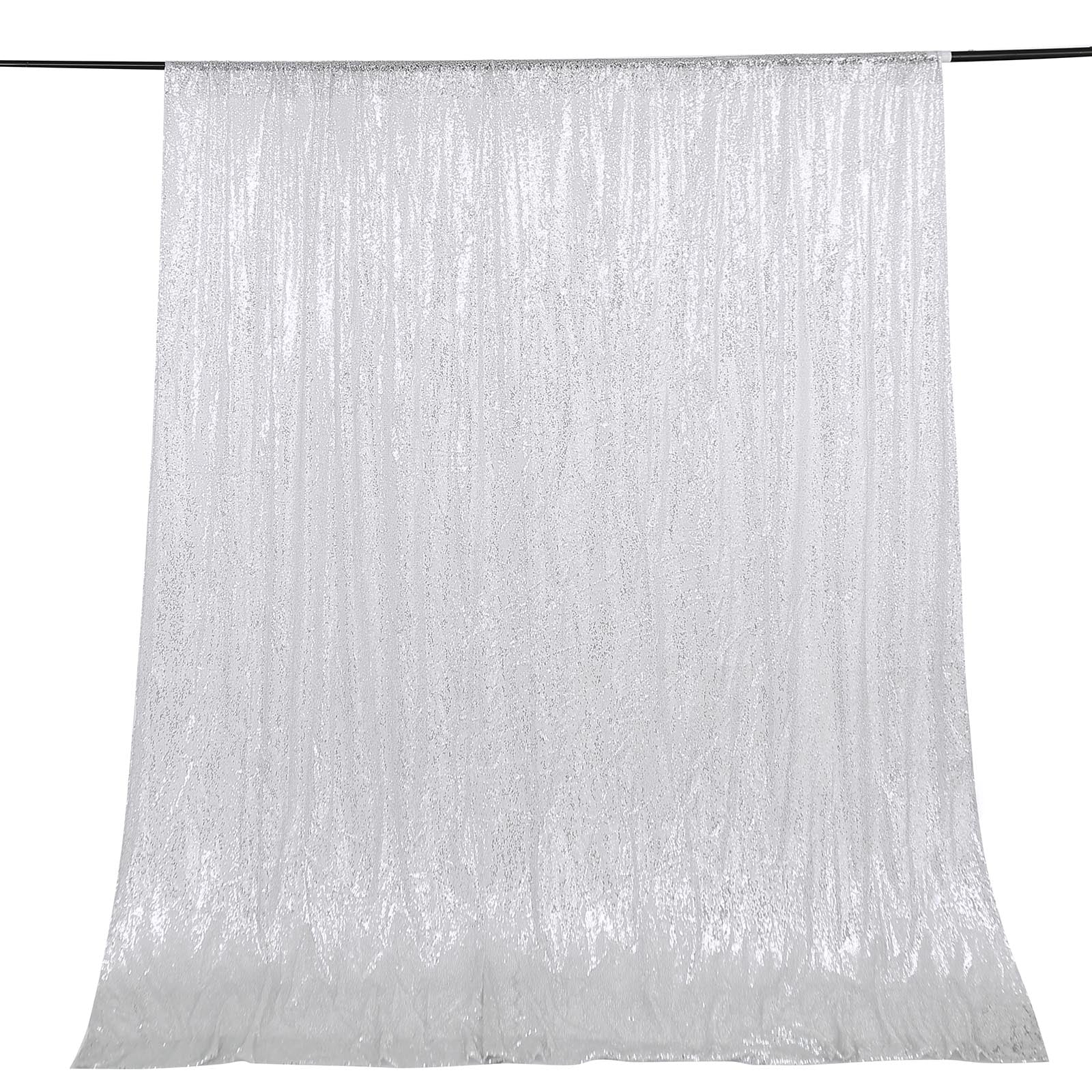 8ftx8ft Silver Sequin Photography Booth Backdrop Semi-Sheer Curtain