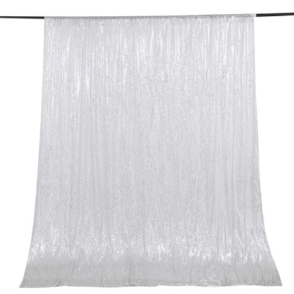 8ftx8ft Silver Sequin Photography Booth Backdrop Semi-Sheer Curtain