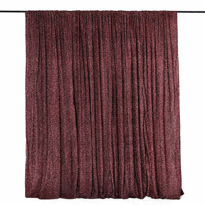 Burgundy metallic shimmer tinsel event curtain drapes backdrop panel.