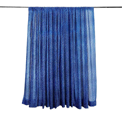 Royal blue metallic shimmer tinsel event curtain drapes backdrop panel.