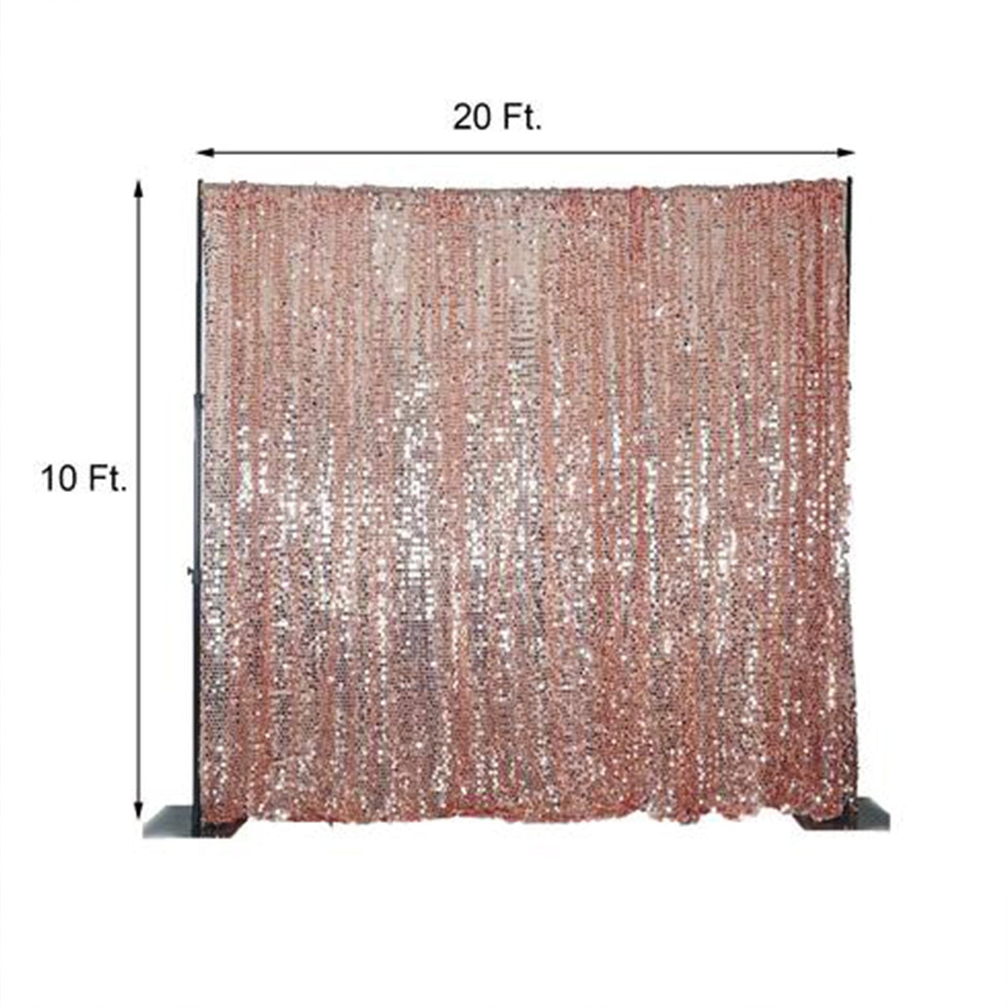 Blush sequin event curtain drapes, 20ft x 10ft backdrop panel.