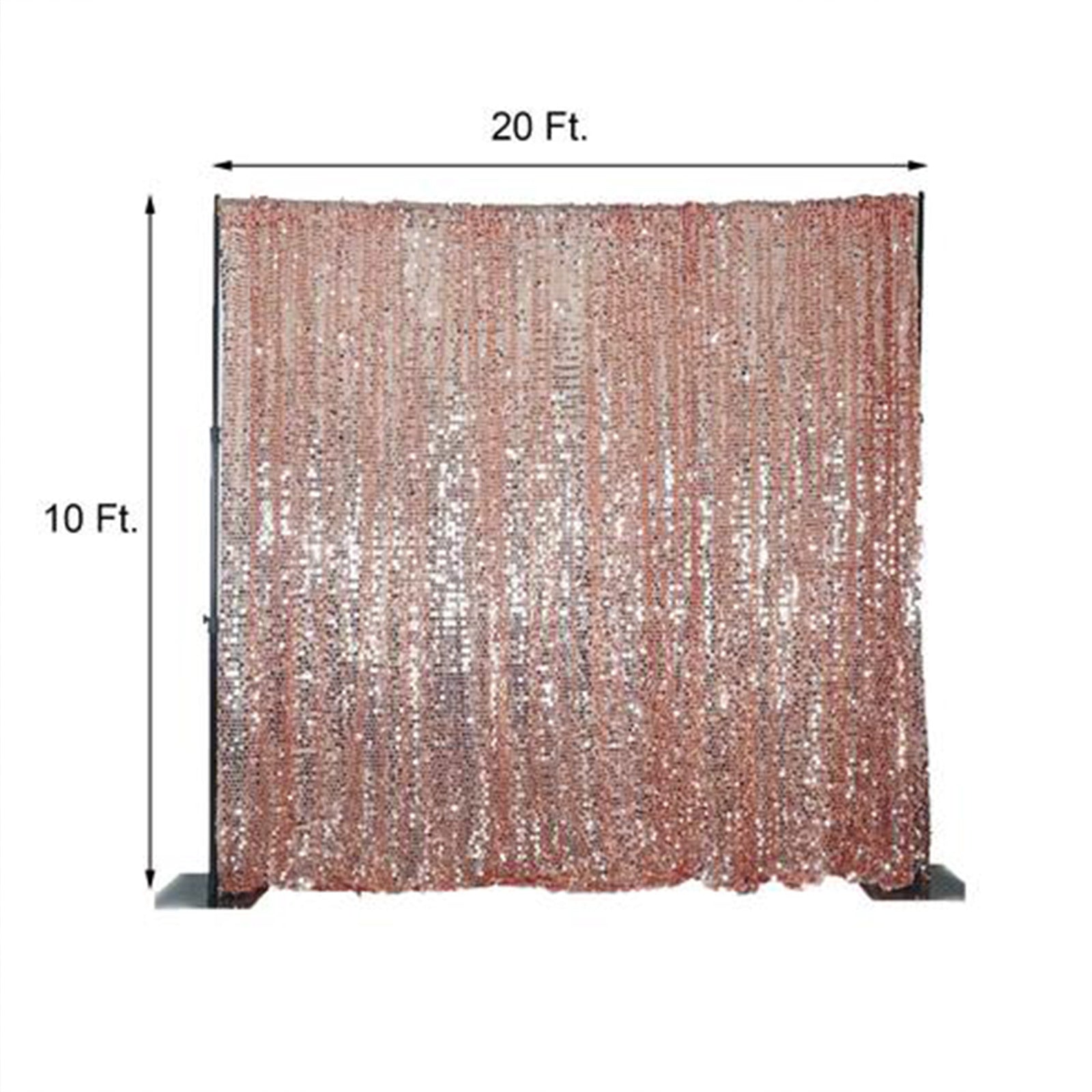 Blush sequin event curtain drapes, 20ft x 10ft backdrop panel.
