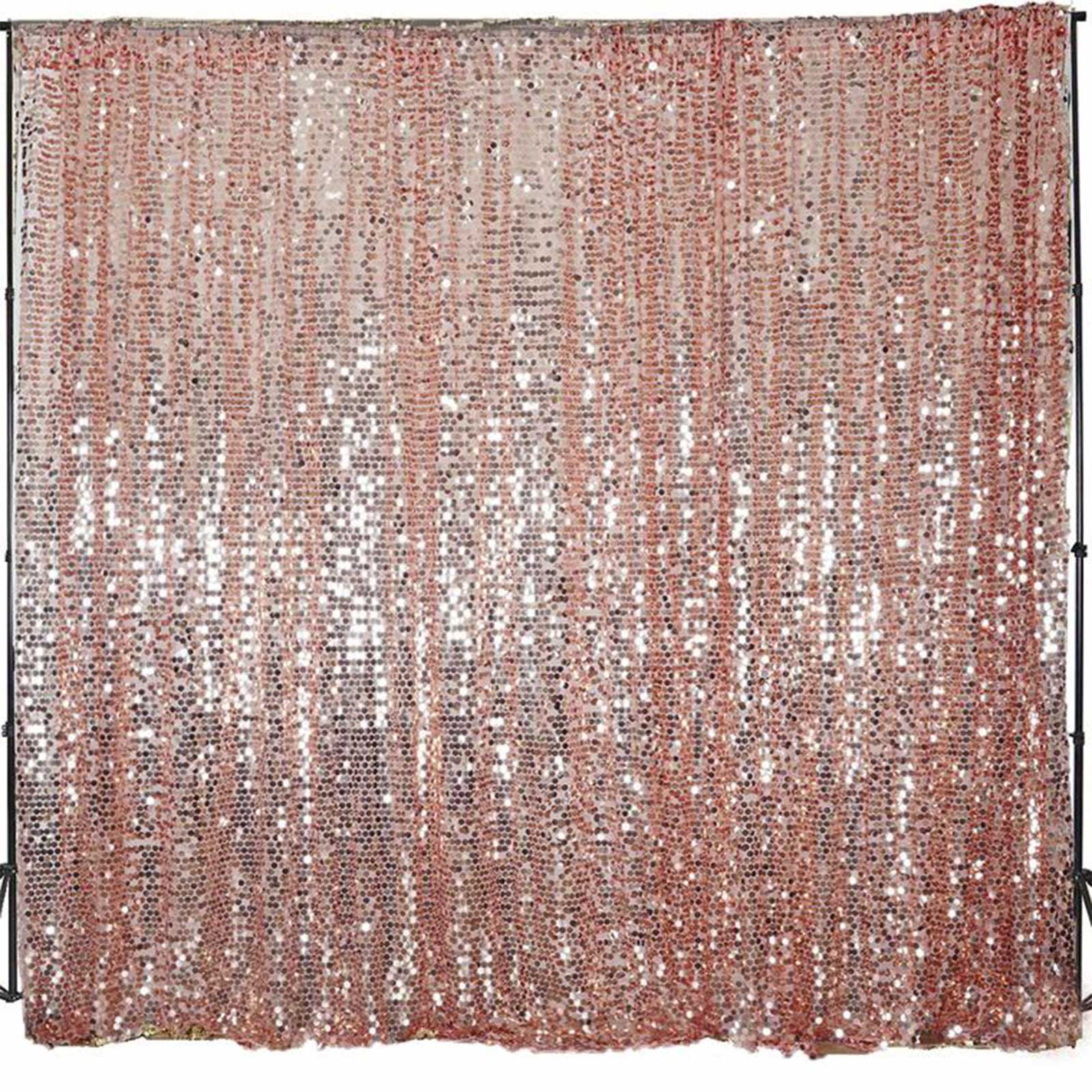 Blush sequin backdrop curtain drapes for events.