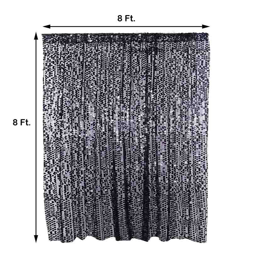 8ftx8ft Black Big Payette Sequin Photo Backdrop Curtain, Event Background Drapery Panel