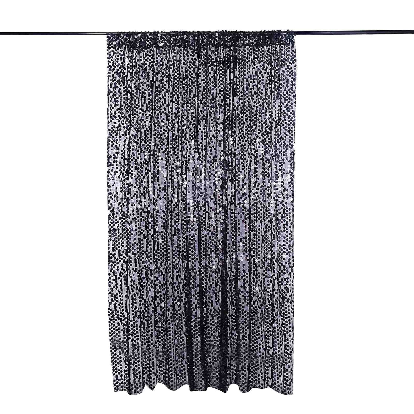 8ftx8ft Black Big Payette Sequin Photo Backdrop Curtain, Event Background Drapery Panel